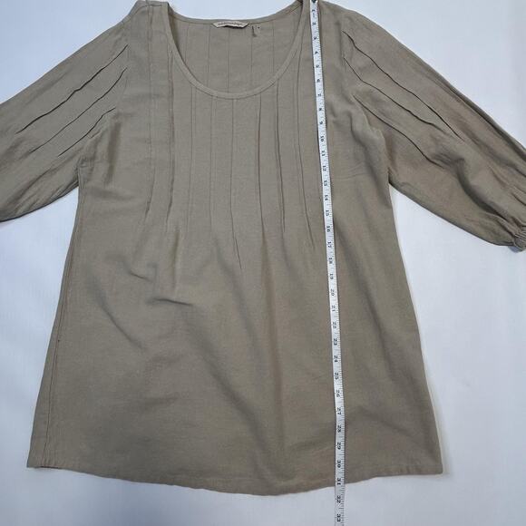 Soft Surroundings Sweater Womens Medium Tan Textured Pullover 3/4 Sleeve Cotton - Picture 8 of 12